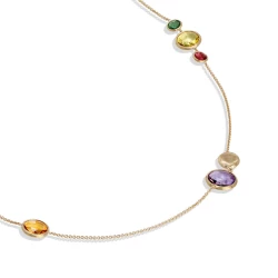 Marco Bicego Jaipur Colour Collection 18ct Yellow Gold Mixed Gemstone Necklace Close Up