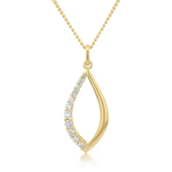 Marquise 18ct Yellow Gold 0.23ct Diamond Necklace Close Up