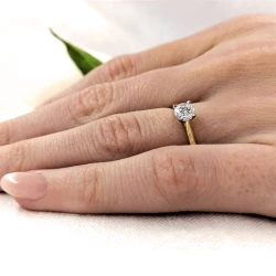 Open Tulip 18ct Yellow Gold 0.45ct Diamond Solitaire Ring on hand