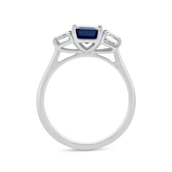 Platinum 1.90ct Sapphire & Diamond Trilogy Ring upright