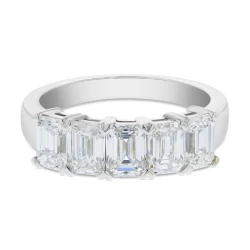 Platinum 2.12ct 5 Stone Emerald Cut Diamond Ring flat