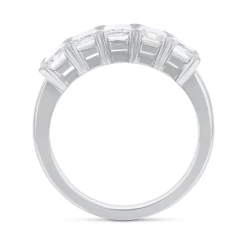 Platinum 2.12ct 5 Stone Emerald Cut Diamond Ring upright