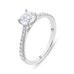 Platinum & 0.83ct Diamond Solitaire Ring with diamond shoulders