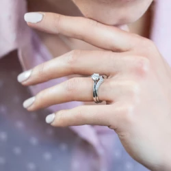 Platinum & Diamond Wishbone Tiara Ring on a Model