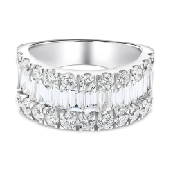 Platinum and diamond channel set ring front view