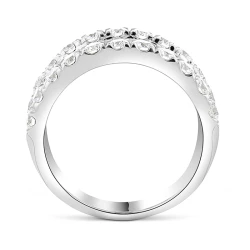 Platinum and diamond channel set ring upright profile view