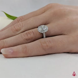 Platinum Skye 0.50ct Oval Diamond Cluster Ring on hand