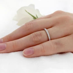 Platinum Skye Eternity 0.22ct Diamond Wedding Ring on Hand
