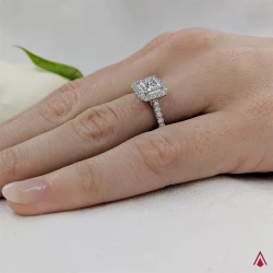 Skye Platinum and Princess Cut Diamond Cluster Ring on hand close up
