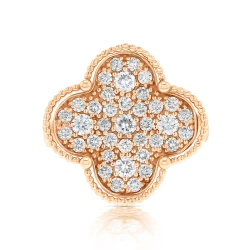 Rose Gold Alhambra Pave Diamond Ring Front