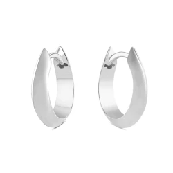 Silver 16.5mm Huggie Hoop Earrings front and angledview