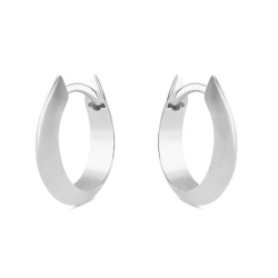 Silver 16.5mm Huggie Hoop Earrings side view