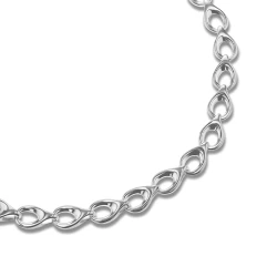 Silver Chunky Open Tear Link Necklace Close Up