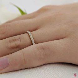 Skye Eternity 18ct Yellow Gold 0.33ct Diamond Wedding Ring on Hand