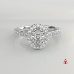 Skye Platinum Oval and Diamond Cluster Engagement Ring 360 degree spin