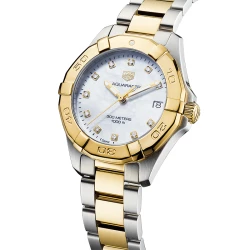 TAG Heuer Ladies Steel & 18ct Capped Aquaracer Mother-of-Pearl Diamond Dial Watch - 32mm