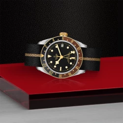 TUDOR Gents Black Bay GMT S&G Black Dial Fabric Strap Watch - 41mm