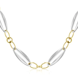 Two-Tone 9ct Gold Mixed Link Necklace Close Up