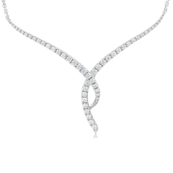 White Gold 1.13ct Diamond Cross-Over Necklace Close Up