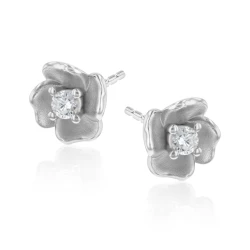 White Gold and Diamond Blossom Earrings side view