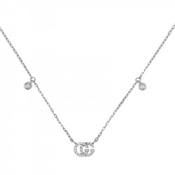 Gucci 18ct White Gold & Diamond "GG" Running Collection Necklet