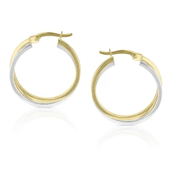 Yellow and White Gold 25mm Hoops Side View