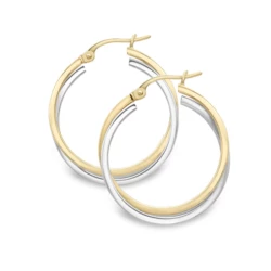 Yellow and White Gold 25mm Hoops