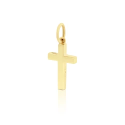 Yellow Gold 15mm Solid Cross Pendant Angled View