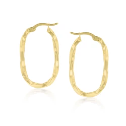 Yellow Gold 30mm Twisted Hoop Earrings side view