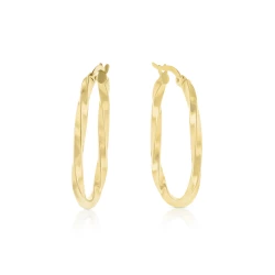 Yellow Gold 30mm Twisted Hoop Earrings Varying angles