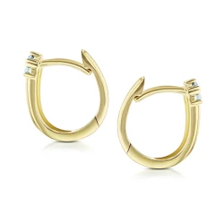 Yellow Gold Diamond Arc Hoop Earrings Side View