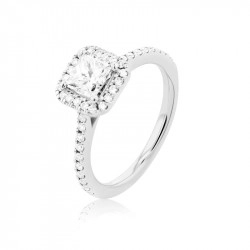 Platinum 1.10ct Princess Cut Diamond Halo Engagement Ring