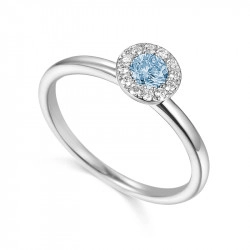 9ct White Gold Aquamarine & Diamond Cluster Style Birthstone Collection Ring