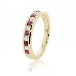 18ct Yellow Gold 0.30ct Ruby & Diamond Channel Set Ring