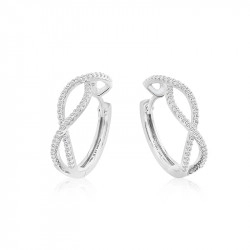 18ct White Gold & Diamond Entwined Hoop Earrings