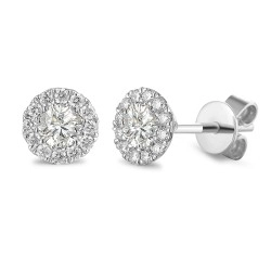 9ct White Gold Diamond Cluster Birthstone Stud Earrings