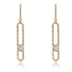 18ct Yellow Gold & Diamond Open Design Drop Style Earrings