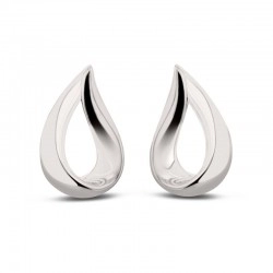Silver Curved Teardrop Stud Earrings