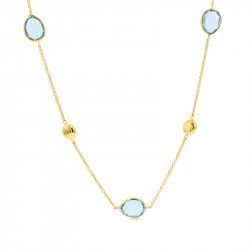 9ct Yellow Gold & Blue Topaz 18" Necklace