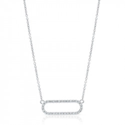 14ct White Gold & Diamond Open Rectangular Necklace