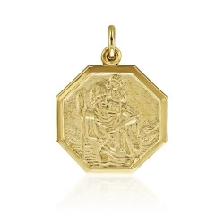 9ct Yellow Gold 1414 xmm Octagonal St Christopher Pendant