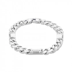 Silver Curb Chain & Block Bracelet