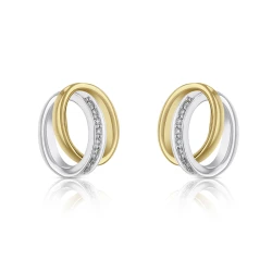 14ct Mixed Gold 0.05ct Diamond Intertwined Oval Earrings