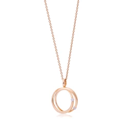18ct Rose Gold & Diamond Double Open Circle Pendant