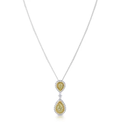 18ct White Gold 0.75ct Yellow Diamond Pendant Necklace