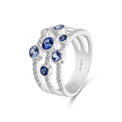 18ct White Gold 0.88ct Sapphire and Diamond Bubble Ring
