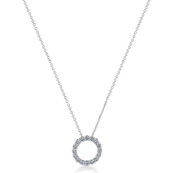 18ct White Gold 0.54ct Diamond Open Circle Necklace