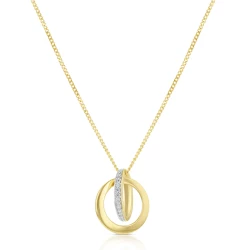18ct Yellow Gold 0.05ct Diamond Linked Circle Necklace
