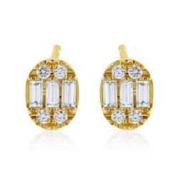 18ct Yellow Gold Baguette 0.26ct Diamond Stud Earrings