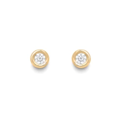 18ct Yellow Gold Rubover 0.16ct Diamond Stud Earrings